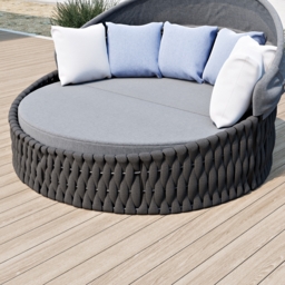 Cocaro 2 PCS Adjustable Patio Outdoor Daybed Round Sectional with Canopy Exterior Furniture in Light Grey Cushion & Pillow Included - thumbnail 5