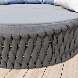 Cocaro 2 PCS Adjustable Patio Outdoor Daybed Round Sectional with Canopy Exterior Furniture in Light Grey Cushion & Pillow Included - thumbnail 9