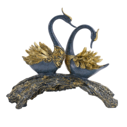 360mm Blue & Gold Simulation Couple Swan Sculpture Art Ornament Table Statue Decor - thumbnail 9