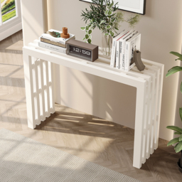 1220mm Modern White Waterfall Console Table Narrow Wooden Entryway Table - thumbnail 4