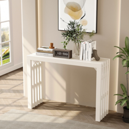 1220mm Modern White Waterfall Console Table Narrow Wooden Entryway Table - thumbnail 3
