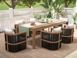 7-Piece Outdoor Rope Weave Dining Set with 6 Chairs - thumbnail 4