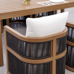 7-Piece Outdoor Rope Weave Dining Set with 6 Chairs - thumbnail 5