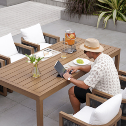 7-Piece Outdoor Rope Weave Dining Set with 6 Chairs - thumbnail 7