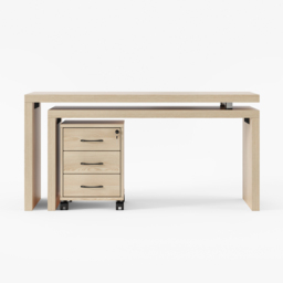 L Shaped Executive Office Desk with with Movable File Cabinet Distressed White Office Furniture (1520mm) - thumbnail 6