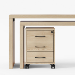 L Shaped Executive Office Desk with with Movable File Cabinet Distressed White Office Furniture (1520mm) - thumbnail 5