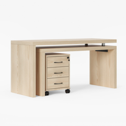 L Shaped Executive Office Desk with with Movable File Cabinet Distressed White Office Furniture (1520mm) - thumbnail 7