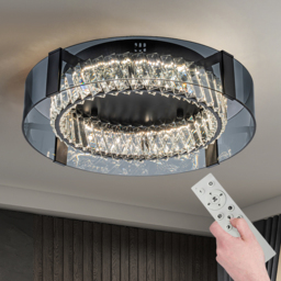 Crystal Dimmable Ceiling Lights 3 Modes LED Flush Mount Light with Remote Control - thumbnail 1