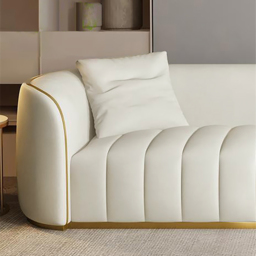 2260mm Modern Faux Leather Upholstered 3-Seater Sofa with Gold Legs - thumbnail 5