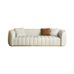 2260mm Modern Faux Leather Upholstered 3-Seater Sofa with Gold Legs - thumbnail 8