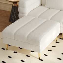 230cm Boucle Modular 4-Piece L-Shaped Couch with Chaise Modern White 3-Seater Sofa - thumbnail 6