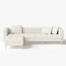 230cm Boucle Modular 4-Piece L-Shaped Couch with Chaise Modern White 3-Seater Sofa - thumbnail 7