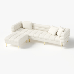 230cm Boucle Modular 4-Piece L-Shaped Couch with Chaise Modern White 3-Seater Sofa - thumbnail 8