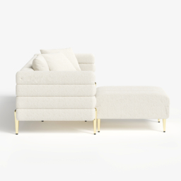 230cm Boucle Modular 4-Piece L-Shaped Couch with Chaise Modern White 3-Seater Sofa - thumbnail 9