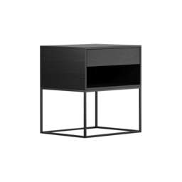 Black Modern Nightstand with Drawer and Black Metal Base Set of 2 - thumbnail 8