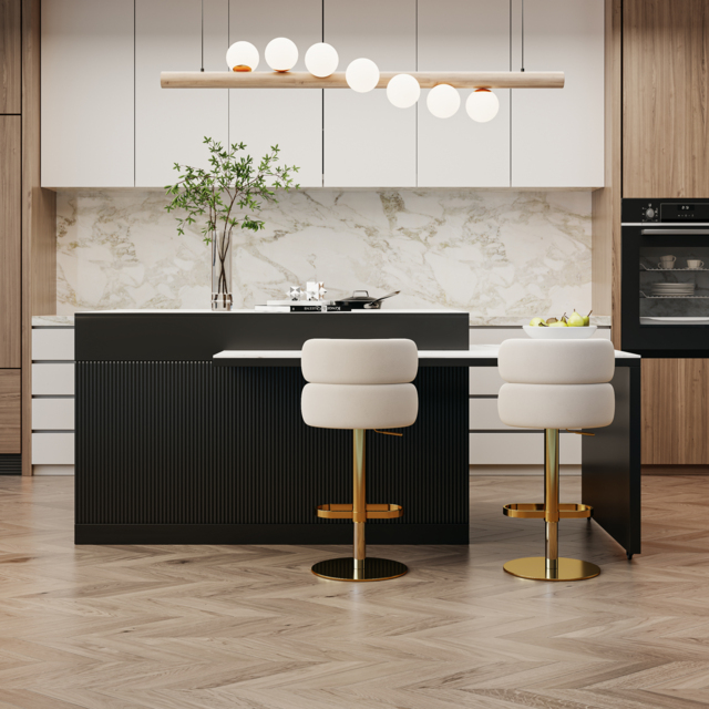 205 - 285 cm Extendable Sintered Stone Kitchen Island Walnut Modern with Doors and Drawers - image 1