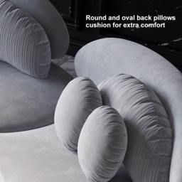 "145.7"" Velvet Curved Modular Sectional Sofa with Ottoman Light Gray Upholstered 7-Seater Sofa Set" - thumbnail 5