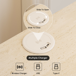 50 cm Smart 2-Drawer Bedside Table with Sintered Stone Top & Charging Station - thumbnail 8