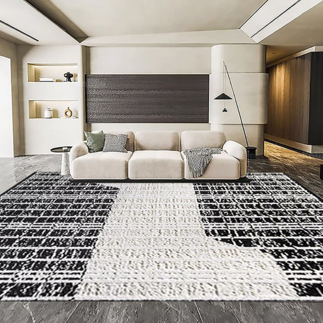 Black&White Diatom Silk Indoor Waterproof and Stain-Resistant Rectangle Area Rug - image 1