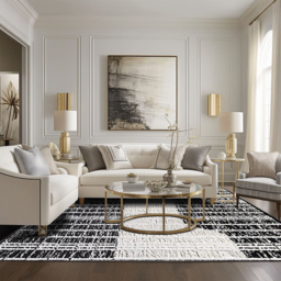 Black&White Diatom Silk Indoor Waterproof and Stain-Resistant Rectangle Area Rug - thumbnail 6