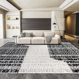 Black&White Diatom Silk Indoor Waterproof and Stain-Resistant Rectangle Area Rug - thumbnail 1