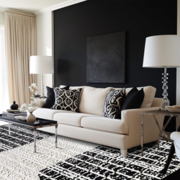 Black&White Diatom Silk Indoor Waterproof and Stain-Resistant Rectangle Area Rug - thumbnail 5