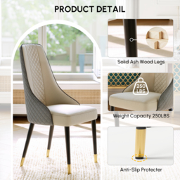 Modern Dining Chairs Set of 2 Faux Leather High Back with Upholstered Gray Dining Room Chairs - thumbnail 9