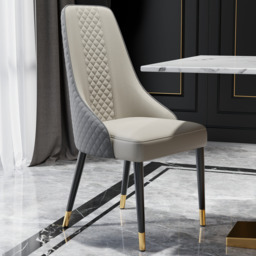 Modern Dining Chairs Set of 2 Faux Leather High Back with Upholstered Gray Dining Room Chairs