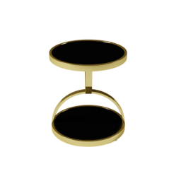 500mm Round Tempered Glass Gold Side Table - thumbnail 6