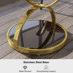 500mm Round Tempered Glass Gold Side Table - thumbnail 8