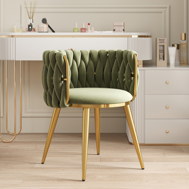 Sweave Nordic Dining Chairs Velvet Upholstery Barrel Back Sage Green Round Accent Dining Room Chairs - image 1