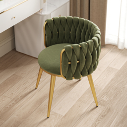 Sweave Nordic Dining Chairs Velvet Upholstery Barrel Back Sage Green Round Accent Dining Room Chairs - thumbnail 3