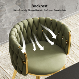 Sweave Nordic Dining Chairs Velvet Upholstery Barrel Back Sage Green Round Accent Dining Room Chairs - thumbnail 7