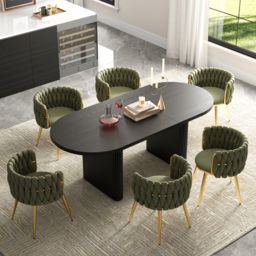Sweave Nordic Dining Chairs Velvet Upholstery Barrel Back Sage Green Round Accent Dining Room Chairs - thumbnail 4