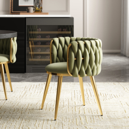 Sweave Nordic Dining Chairs Velvet Upholstery Barrel Back Sage Green Round Accent Dining Room Chairs - thumbnail 2