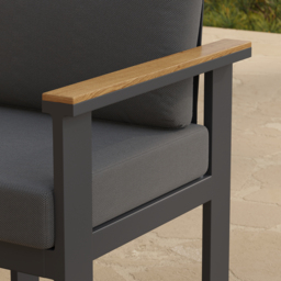Axis 2 PCS Teak & Aluminum Outdoor Dining Chair Modern Yard & Patio Furniture in Gray Cushion & Pillow Included - thumbnail 5