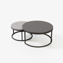 Fero 2 Pieces Modern Wood Gray & Black Round Nesting Coffee Table for Living Room - thumbnail 9