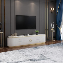 Plalue Modern White Long 86 Inch TV Stand with 4 Drawers for TV Up to 2540mm - thumbnail 1