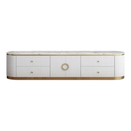 Plalue Modern White Long 86 Inch TV Stand with 4 Drawers for TV Up to 2540mm - thumbnail 6