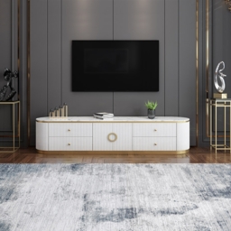 Plalue Modern White Long 86 Inch TV Stand with 4 Drawers for TV Up to 2540mm - thumbnail 2