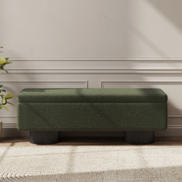 Teddy Fabric Fluffy Faux Fur Flip Top Wood Storage Entryway Bench - thumbnail 2
