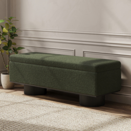 Teddy Fabric Fluffy Faux Fur Flip Top Wood Storage Entryway Bench - thumbnail 1