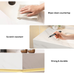 100 cm Wall-Mounted Bathroom Vanity with Sintered Stone Top, LED Sensor Light - thumbnail 8