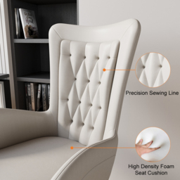 Oakic Modern Leather Office Chair White Ergonomic Desk Chair with Swivel Base & Height Adjustable - thumbnail 6