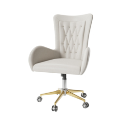 Oakic Modern Leather Office Chair White Ergonomic Desk Chair with Swivel Base & Height Adjustable - thumbnail 4
