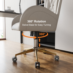 Oakic Modern Leather Office Chair White Ergonomic Desk Chair with Swivel Base & Height Adjustable - thumbnail 5