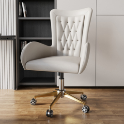 Oakic Modern Leather Office Chair White Ergonomic Desk Chair with Swivel Base & Height Adjustable - thumbnail 1