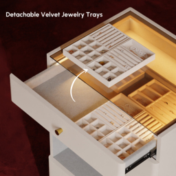 Glass Walk-In Closet Island Jewellery Dresser with Top & Light - thumbnail 9