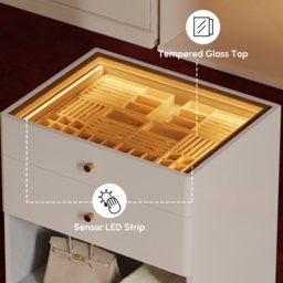 Glass Walk-In Closet Island Jewellery Dresser with Top & Light - thumbnail 6