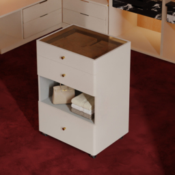 Glass Walk-In Closet Island Jewellery Dresser with Top & Light - thumbnail 3